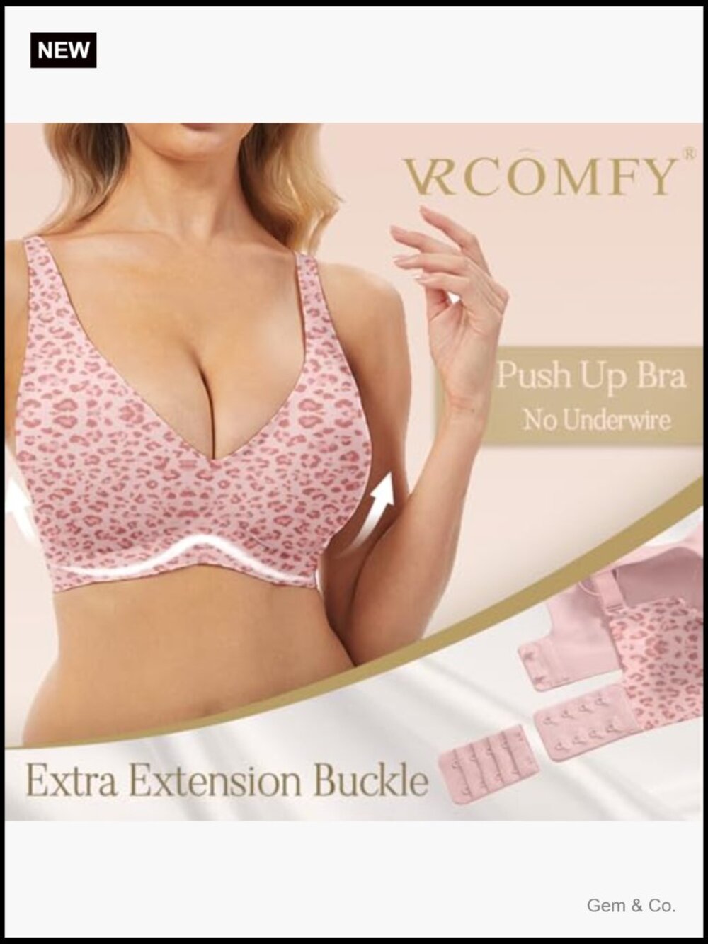 Wireless Plunge Bralette - Seamless Push Up Bra No Underwire View 2